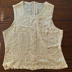 Elegant Cream Embroidered Women's Top